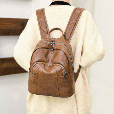 キャリーシステム 調節可能なストラップ 女性用 黒 PU レザー ザッパー バックパック