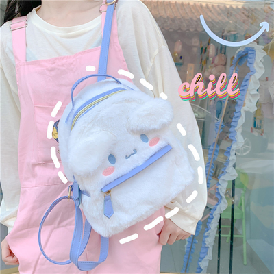 女の子のための可愛い毛皮毛皮犬 ミニバックサック 子供のためのダブルショルダーバッグ ギフト カワイ 学校のバックサック