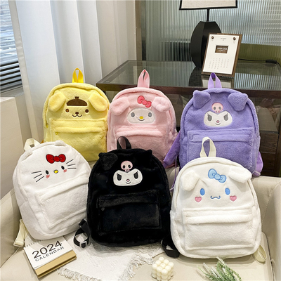 女の子のための可愛い毛皮毛皮犬 ミニバックサック 子供のためのダブルショルダーバッグ ギフト カワイ 学校のバックサック