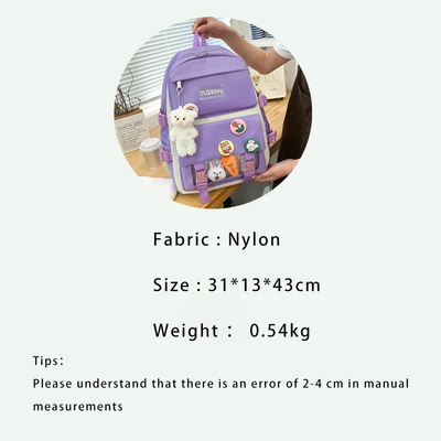 卸売 可愛い 4個セット 小学生 バッグ 女の子 ハラジク カワイ 学生 本袋 ティーンエイジャー ハンドバッグ 大容量 学生 リュックサック 女の子 学校 リュックサック セット