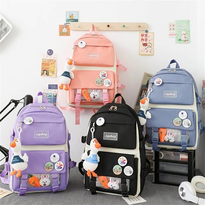 卸売 可愛い 4個セット 小学生 バッグ 女の子 ハラジク カワイ 学生 本袋 ティーンエイジャー ハンドバッグ 大容量 学生 リュックサック 女の子 学校 リュックサック セット