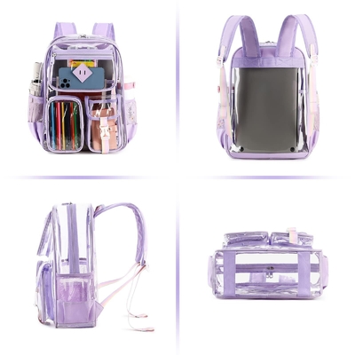 卸売 透明 トラベル バックパック 学校 優良 PVC 透明 ブックパック 女の子 少年 女子 男性 学生 バックパック