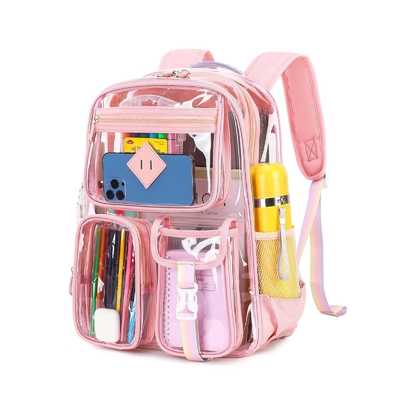 卸売 透明 トラベル バックパック 学校 優良 PVC 透明 ブックパック 女の子 少年 女子 男性 学生 バックパック