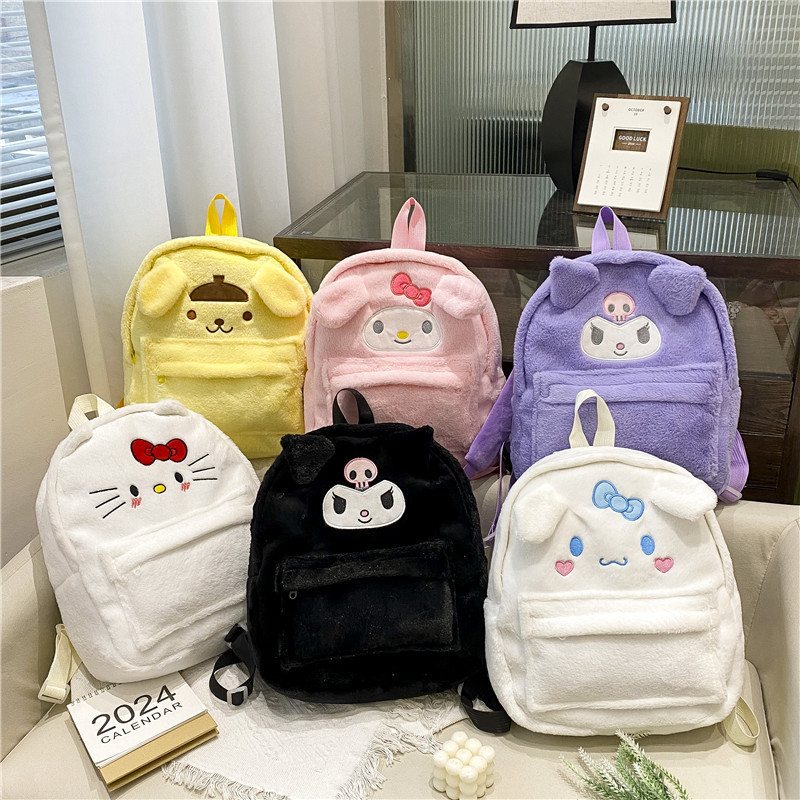 女の子のための可愛い毛皮毛皮犬 ミニバックサック 子供のためのダブルショルダーバッグ ギフト カワイ 学校のバックサック
